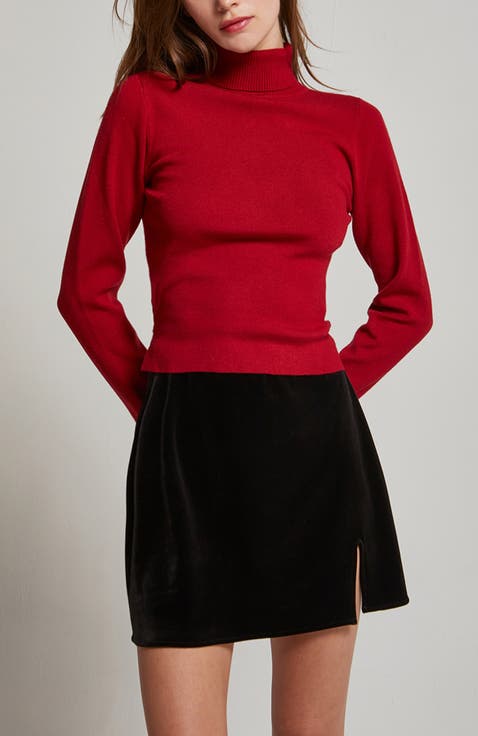 Turtleneck Tie Back Knit Top