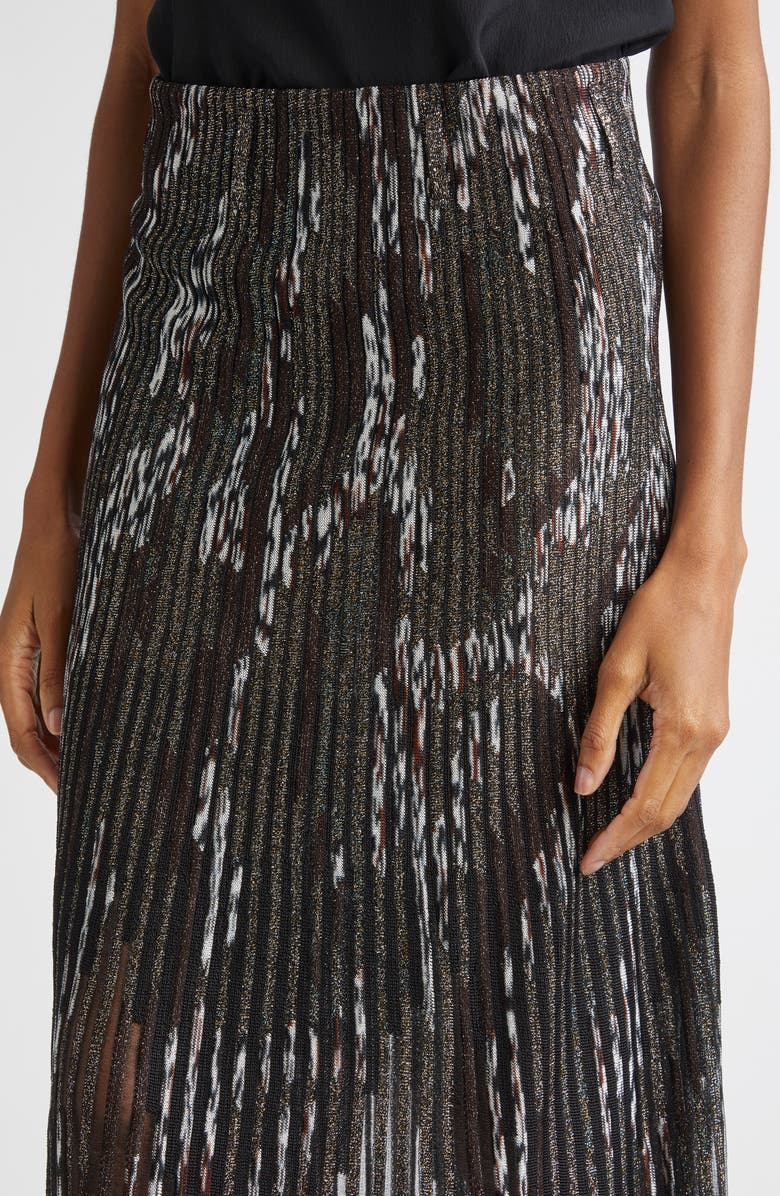 Missoni Metallic Jacquard Rib Knit Maxi Skirt, Alternate, color, Black With Brown White