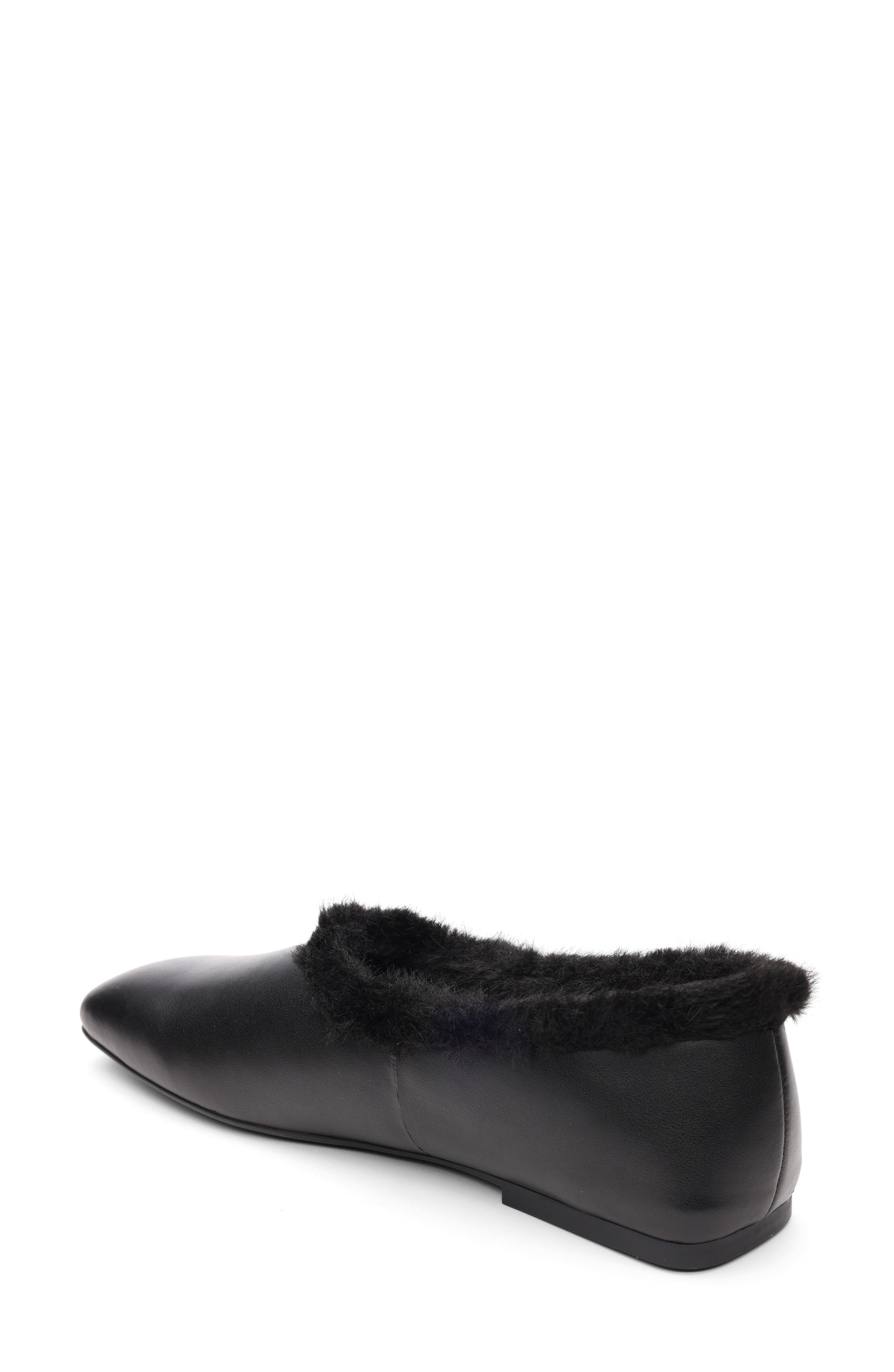 Ash Bianca Faux Fur Lined Ballet Flat, Alternate, color, Black