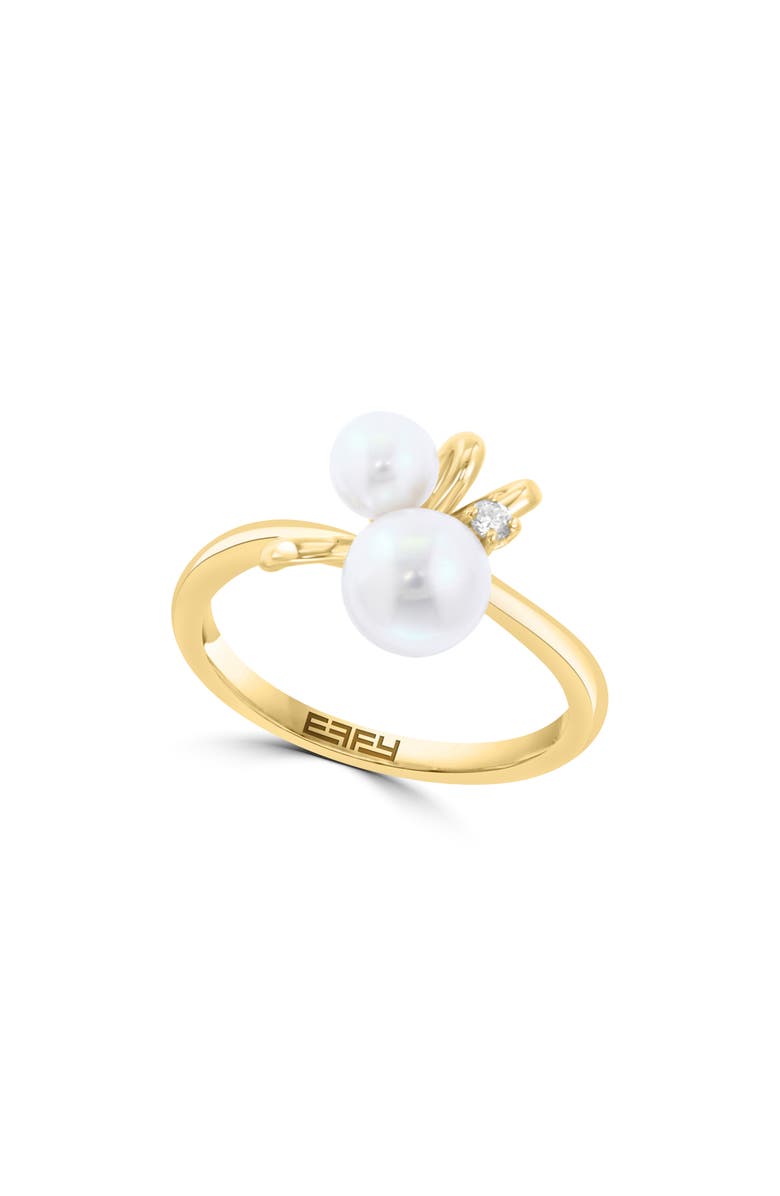 EFFY 14K Yellow Gold Pearl & Diamond Cluster Ring, Main, color, 