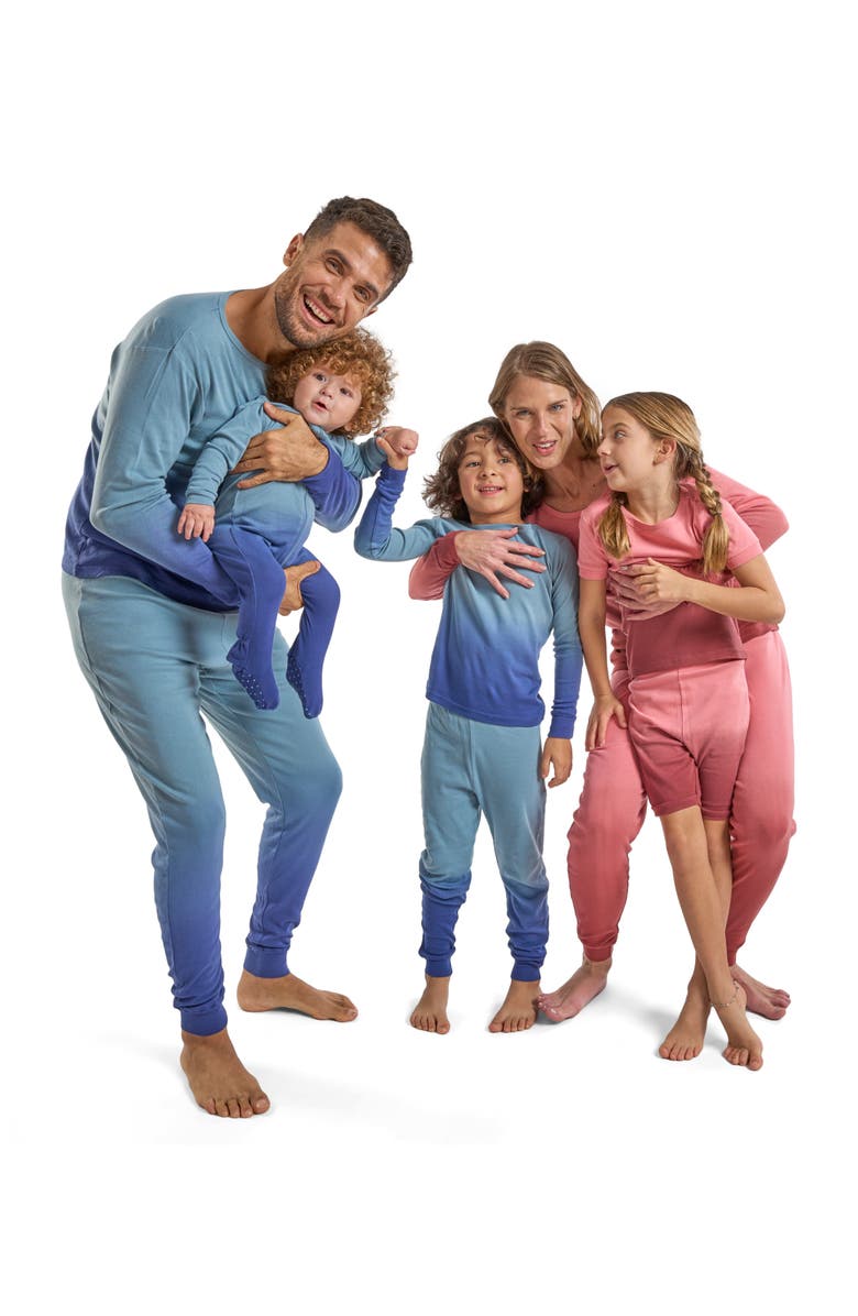 Leveret Kids Footed Tie Dye Cotton Matching Family Pajamas, Alternate, color, Tie Dye Blue
