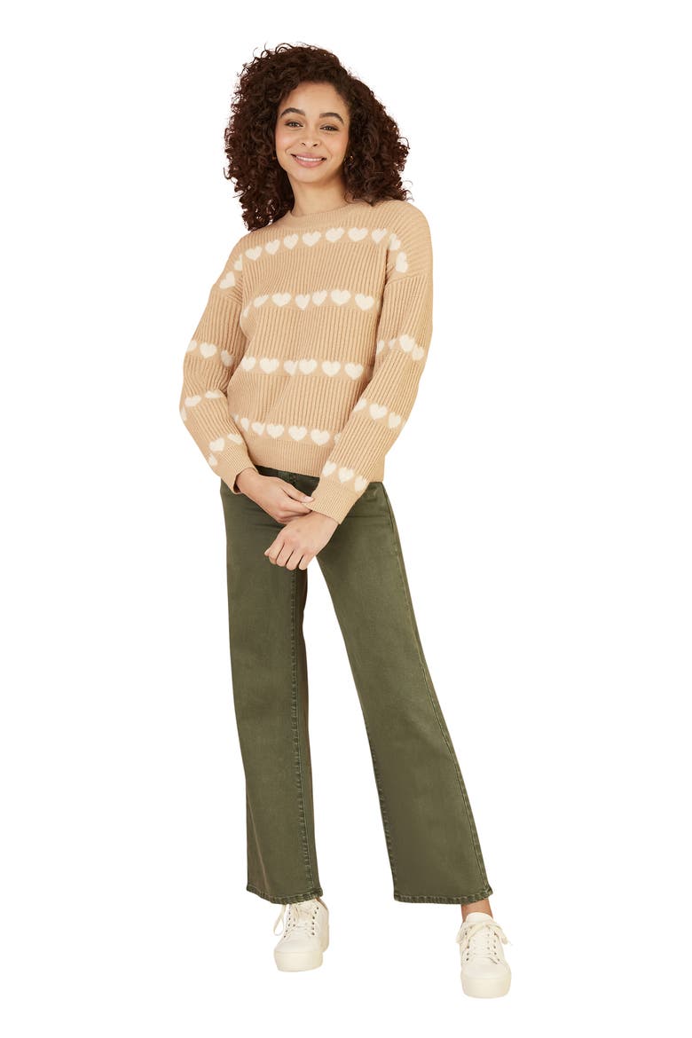 Heart Stripes Jumper, Alternate, color, Oatmeal