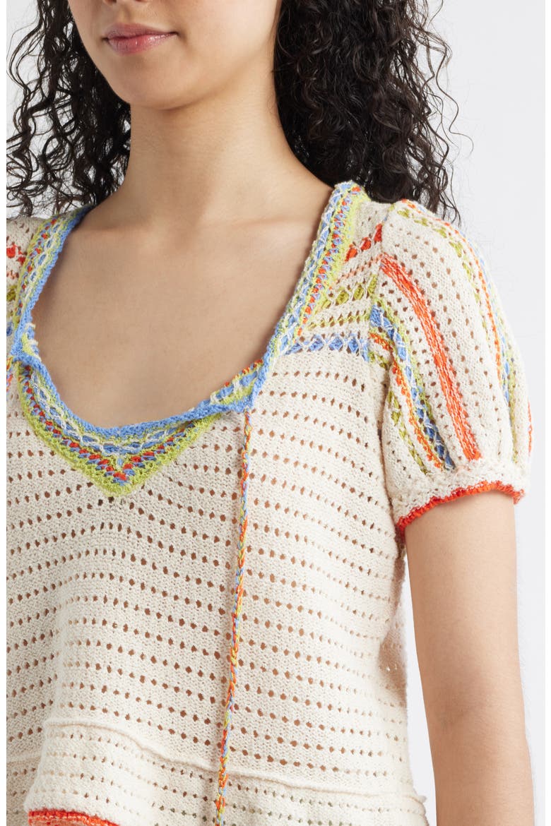 Friendship Crochet Knit Peplum Top, Alternate, color, TOFU COMBO