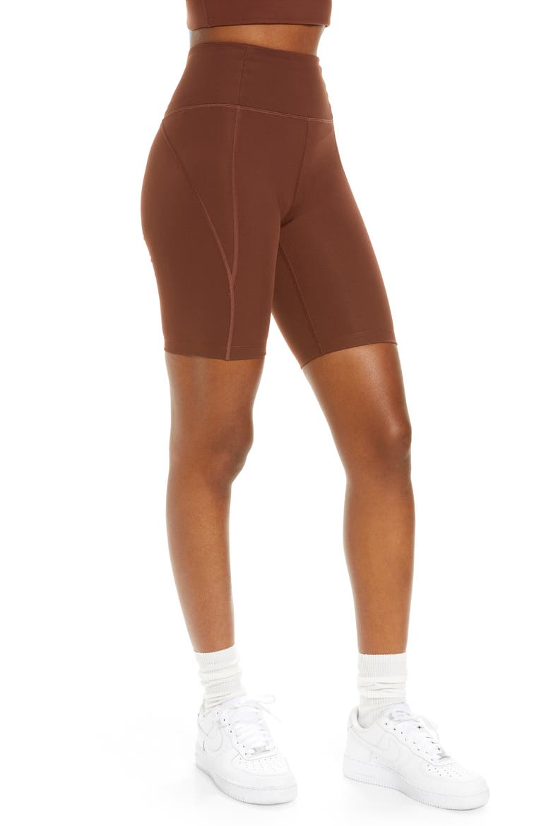 High Waist Bike Shorts, Alternate, color, EARTH