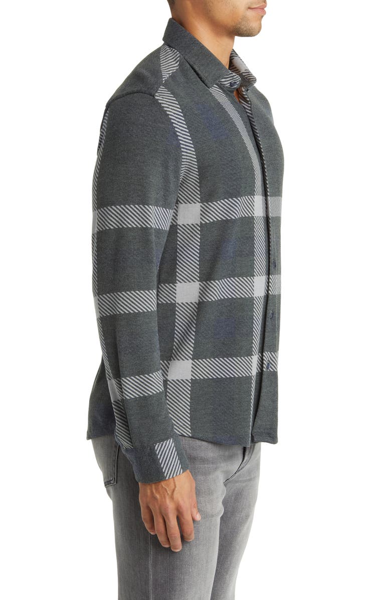 Stone Rose Big Plaid Tech Fleece Button-Up Shirt, Alternate, color, Charcoal