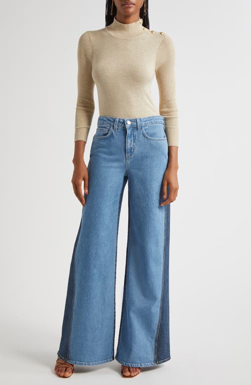 L'agence Beau High-rise Wide-leg Contrast Jeans In Blue