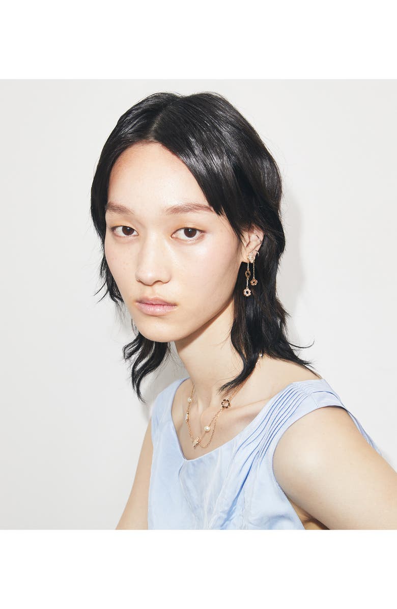 Tory Burch forget me not drop earrings, Alternate, color, Tory Gold / Mother Of Pearl