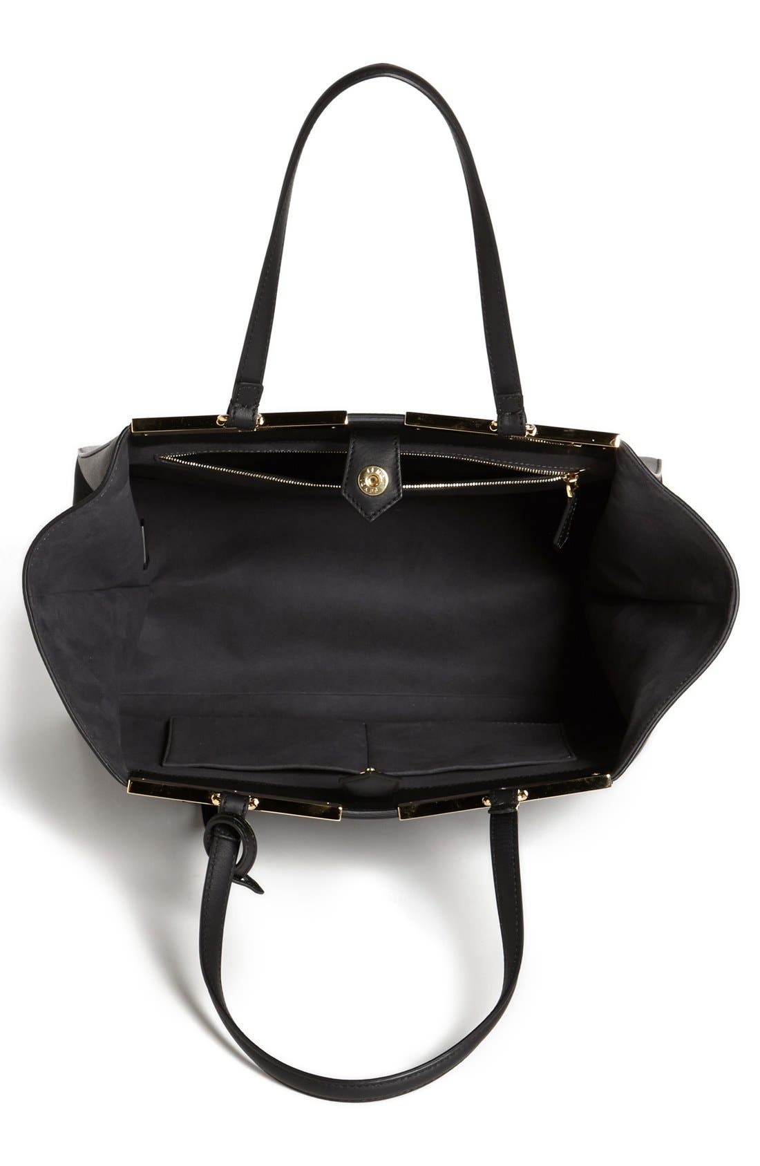 '3Jours' Leather Shopper, Alternate, color, BLACK