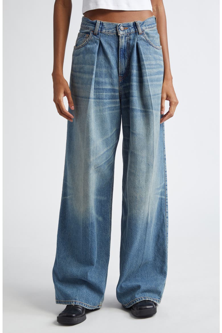 Candy Pleated Wide Leg Jeans, Main, color, BLUE TENCEL