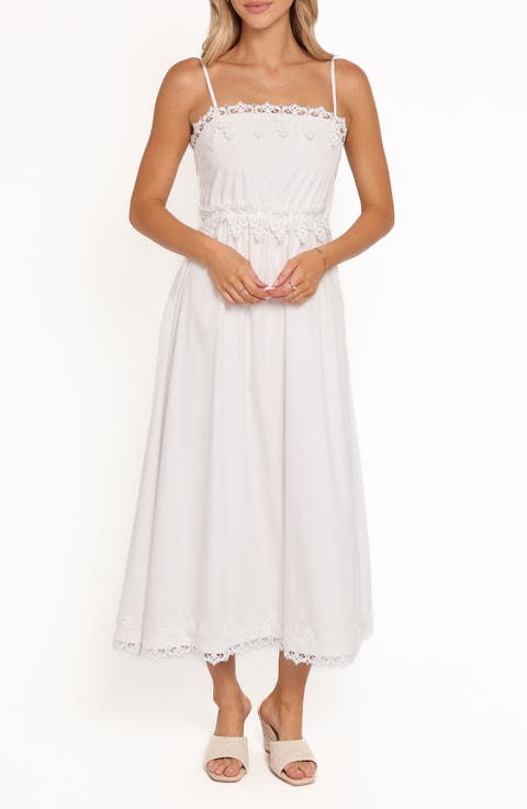 Kiana Lace Trim Cotton Midi Dress