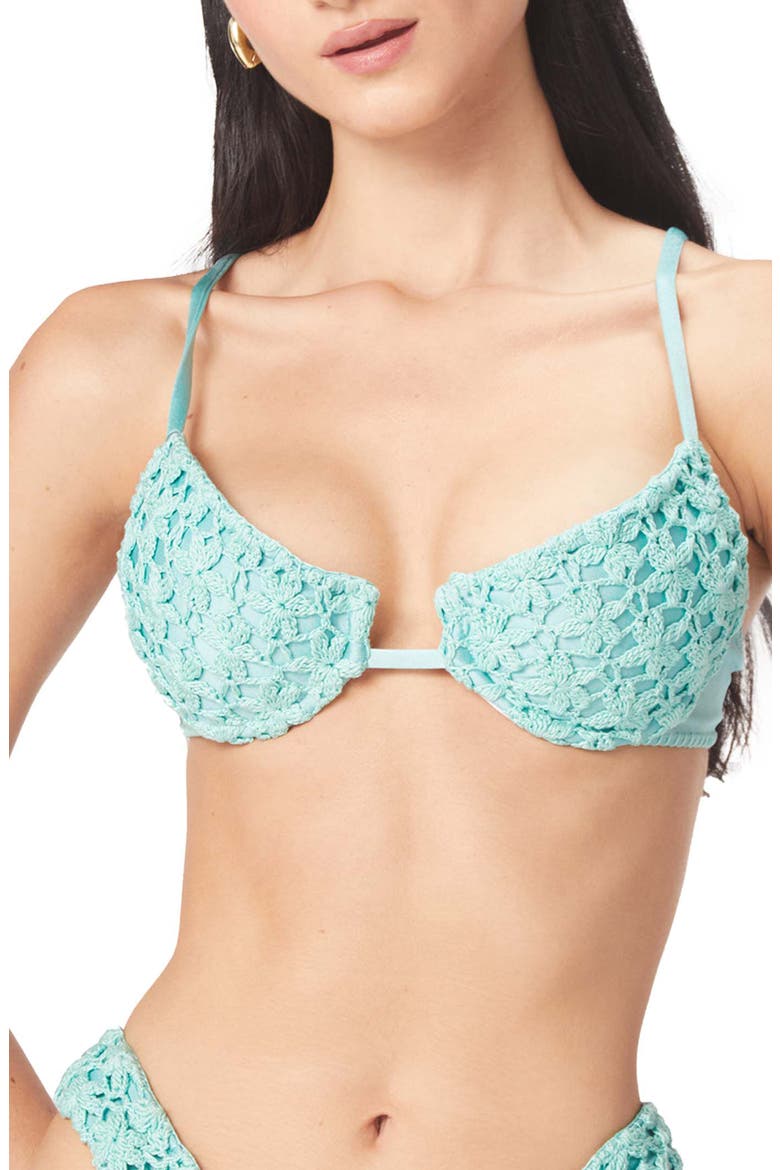 Savanah Floral Crochet Bikini Top, Main, color, BLUE