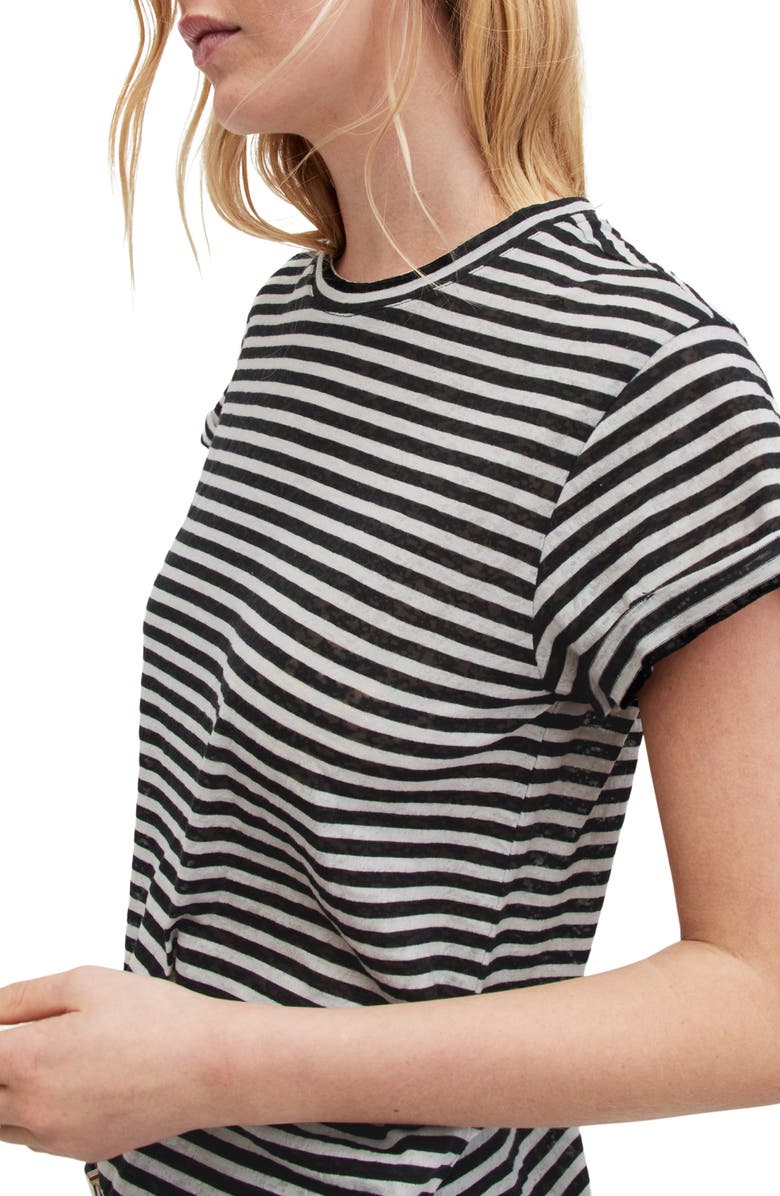 AllSaints Anna Stripe Cotton Blend T-Shirt, Alternate, color, 