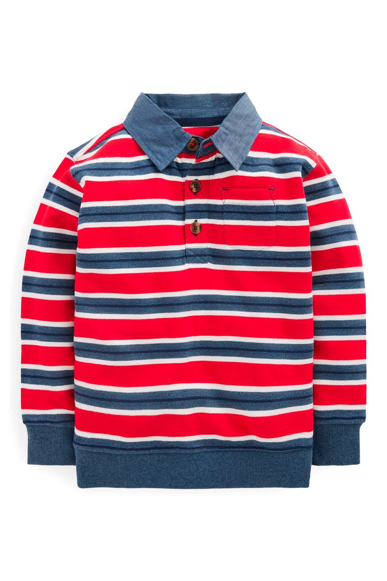 Kids' Collared Striped Sweatshirt, Main, color, BLOOD ORANGE / NAVY MARL