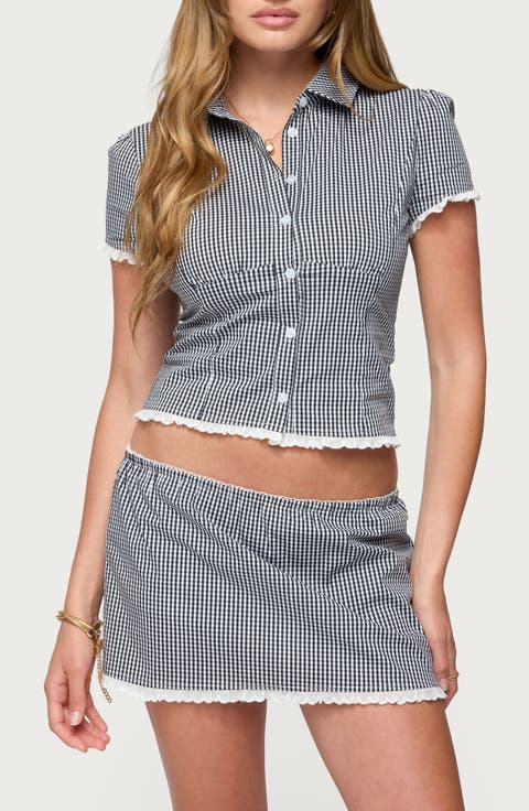 Paige Cotton Blend Gingham Button-Up Shirt