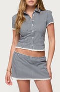 EDIKTED Paige Cotton Blend Gingham Button-Up Shirt