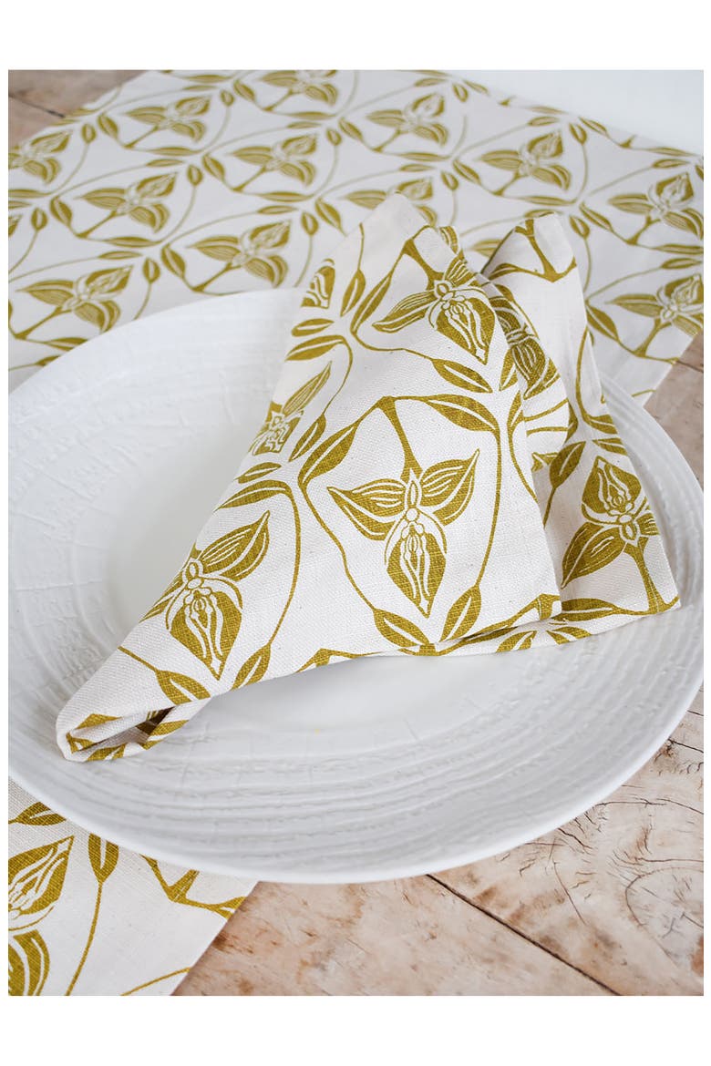 Orchid Cotton Twill Dinner Napkins, Alternate, color, CHARTREUSE