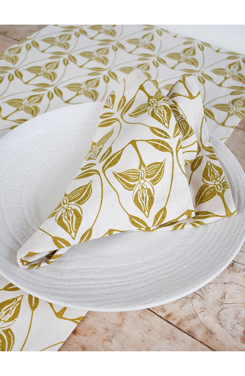 FRENCH HOME Orchid Cotton Twill Dinner Napkins, Alternate, color, Chartreuse