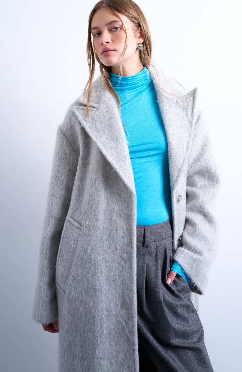 Topshop Oversize Coat, Alternate, color, Grey