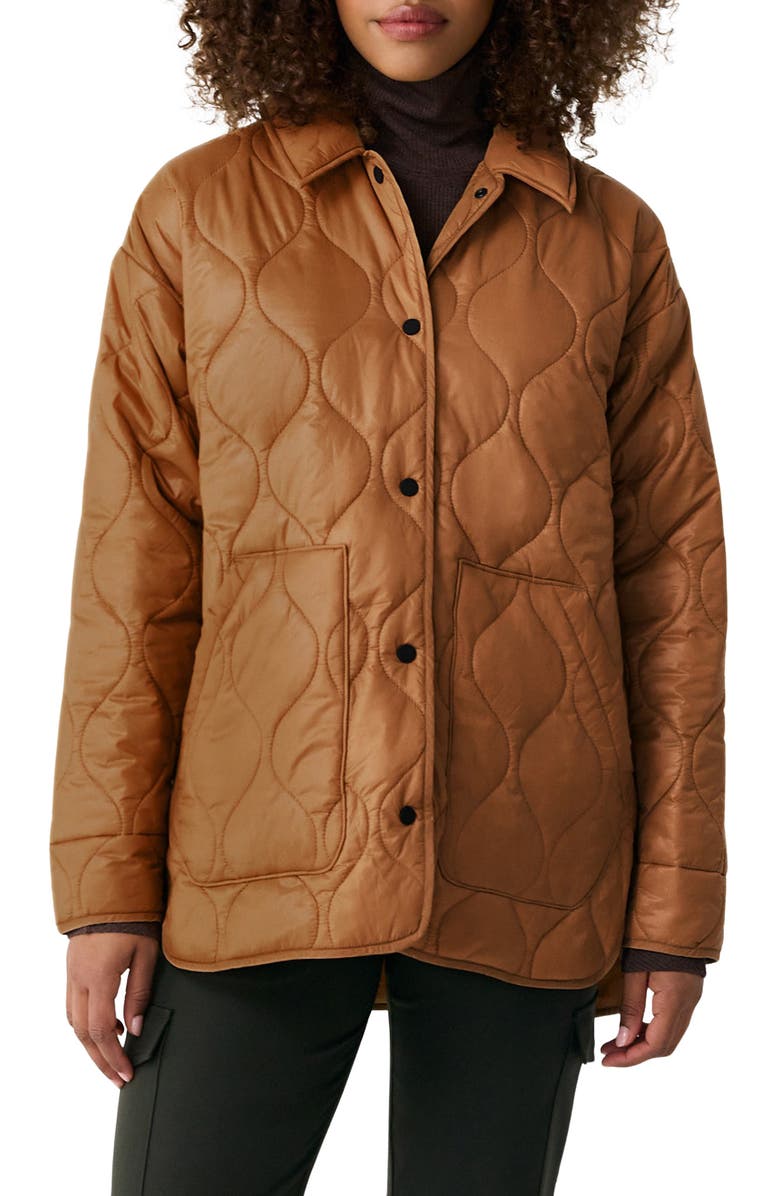Lole The Quilted Water Repellent Nylon Shacket, Main, color, Ginger