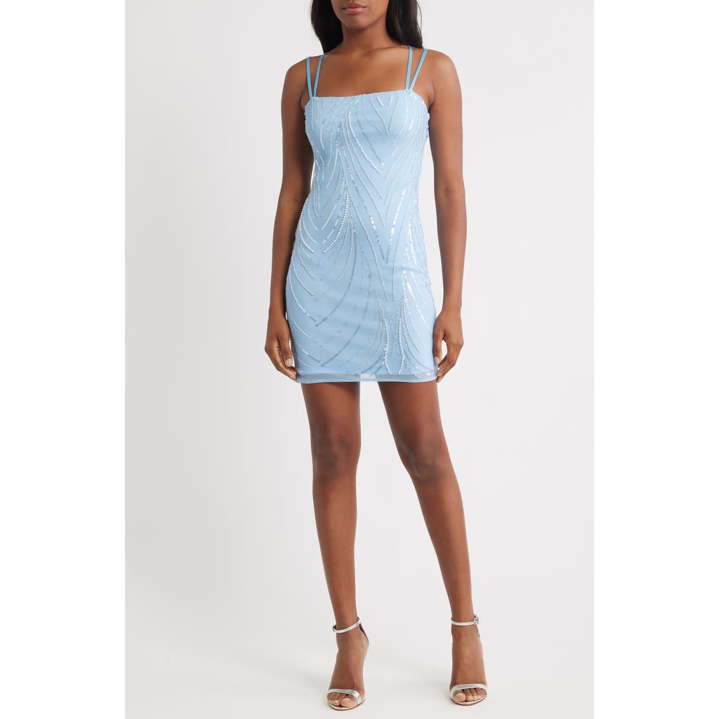 Jump Apparel Sequin Detail Strappy Back Cocktail Minidress In Blue