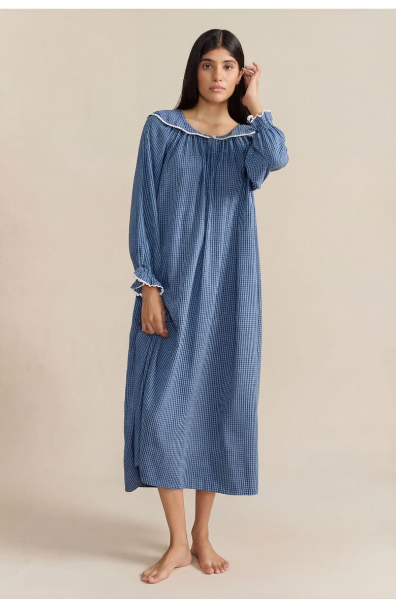 If Only If Katharine Nightdress, Main, color, Denim Check