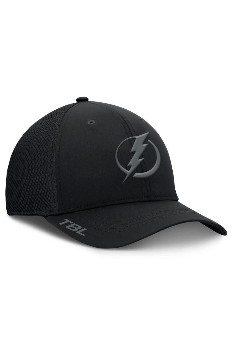 FANATICS Men's Fanatics Black Tampa Bay Lightning Authentic Pro Road Flex Hat, Alternate, color, 