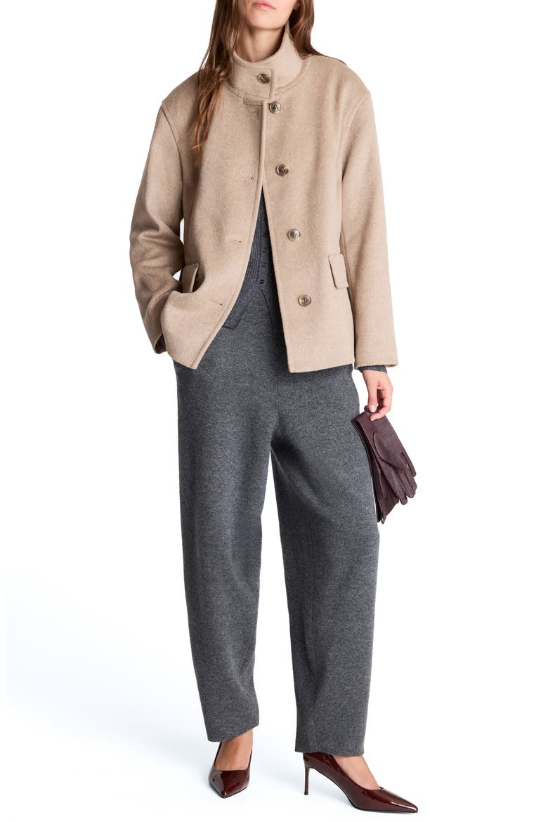 Brushed Wool Blend Short Coat, Alternate, color, NUTMEG