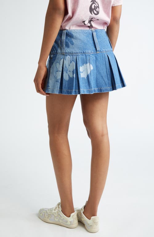 Paolina Russo Printed Denim Miniskirt In Blue Denim