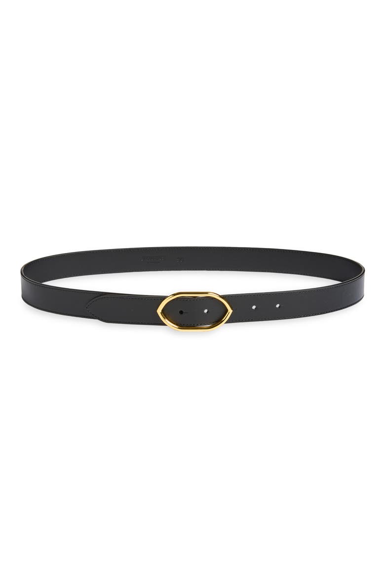 La Ceinture Calisson Leather Belt, Main, color, BLACK