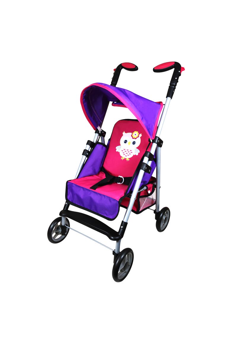 Deluxe Doll Stroller, Pink Purple Owl, Foldable Pushchair Accessory Toy, Main, color, Multicolored