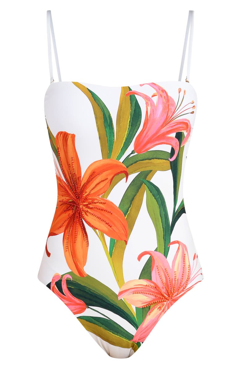 La Blanca Jungle Blossoms Beaded One-Piece Swimsuit, Alternate, color, Ivory Multi