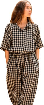 PINK HALEY Vanessa Linen Gingham Shirt