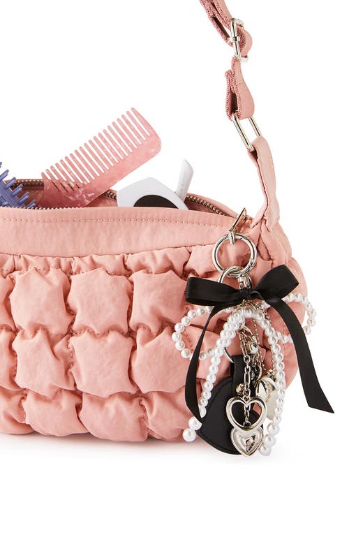 Rubi Shoes Bag Charm In Pearl Bow Silver Heart