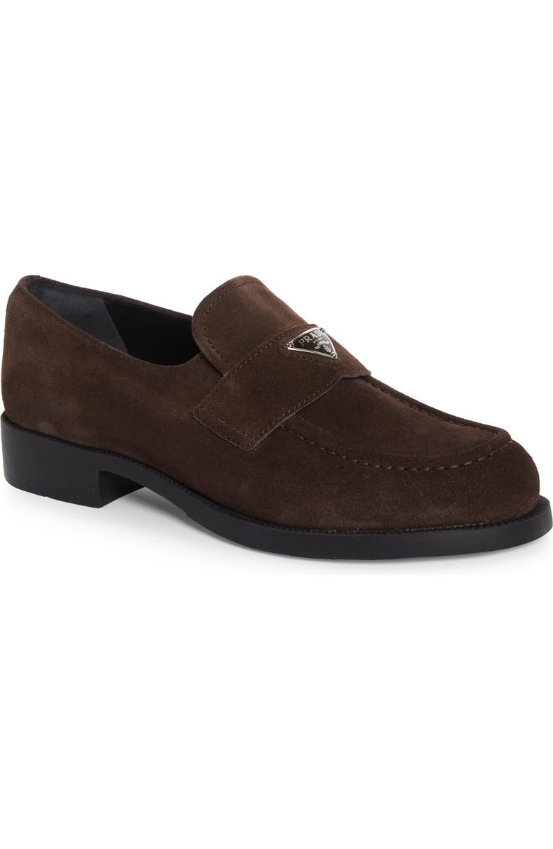 Prada Triangle Logo Loafer, Main, color, Moro