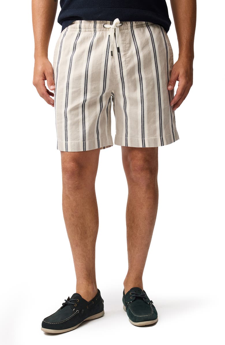 Rodd & Gunn Wingfield Stripe Stretch Cotton & Linen Shorts, Main, color, Fog
