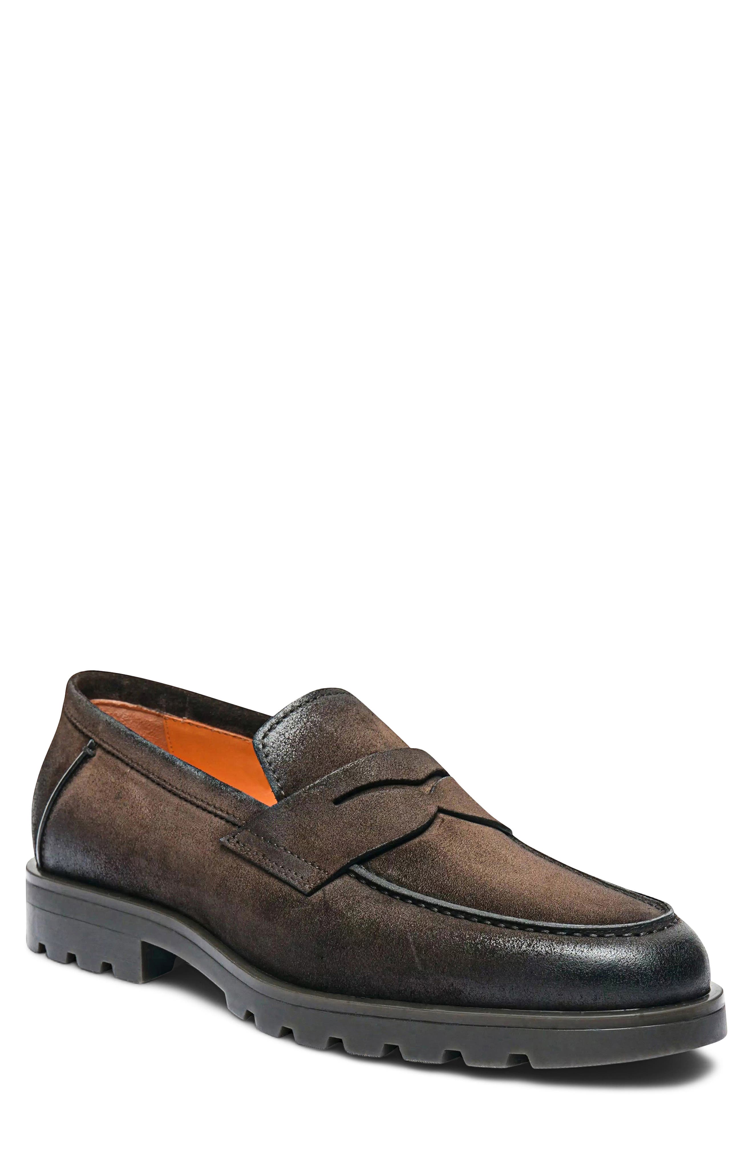 Leather Penny Loafer, Main, color, DARK BROWN