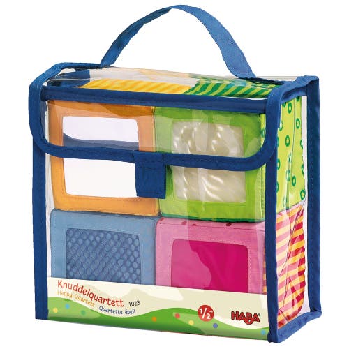 HABA HABA HAPPY QUARTETT SOFT BABY BLOCK SET EACH WITH A UNIQUE SOUND FOR AGES 6 MONTHS AND UP