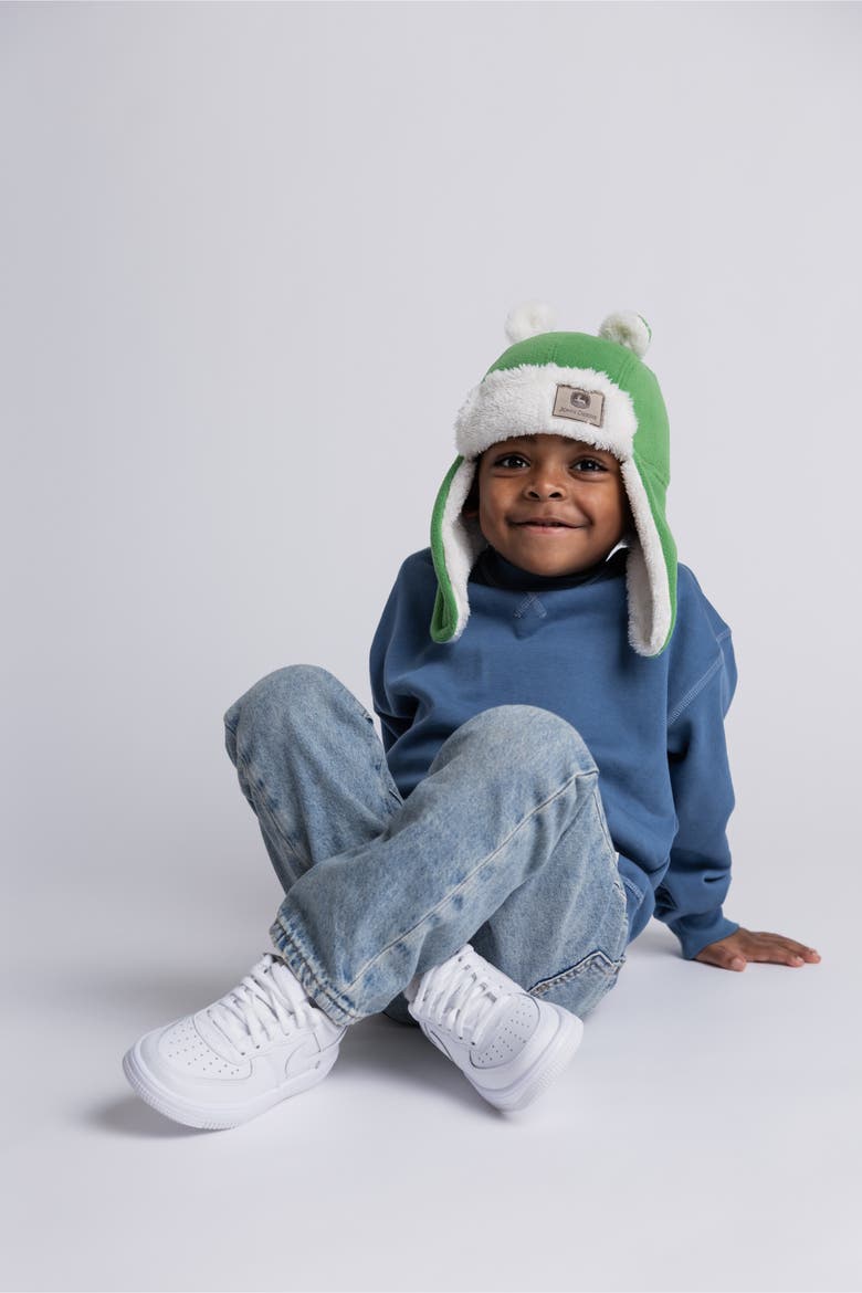 Fleece Trapper Hat, Alternate, color, Green and Off White