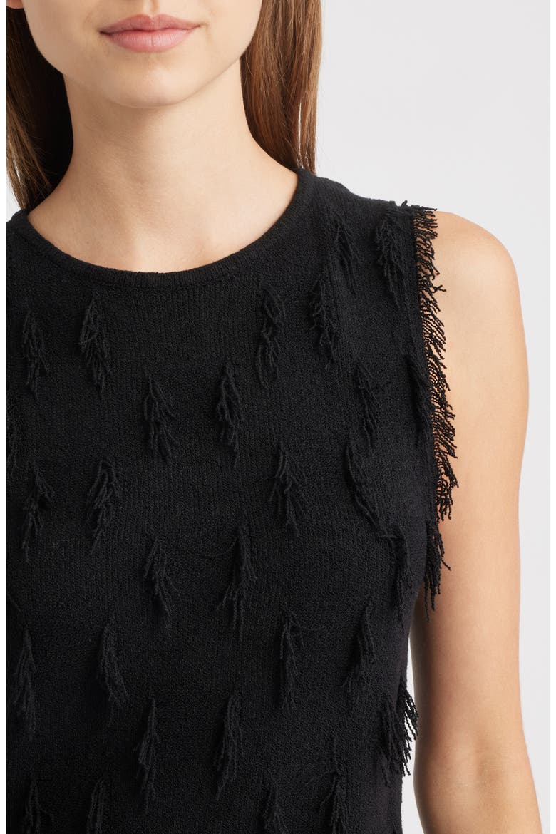 Vidana Fringe Texture Sweater Vest, Alternate, color, BLACK