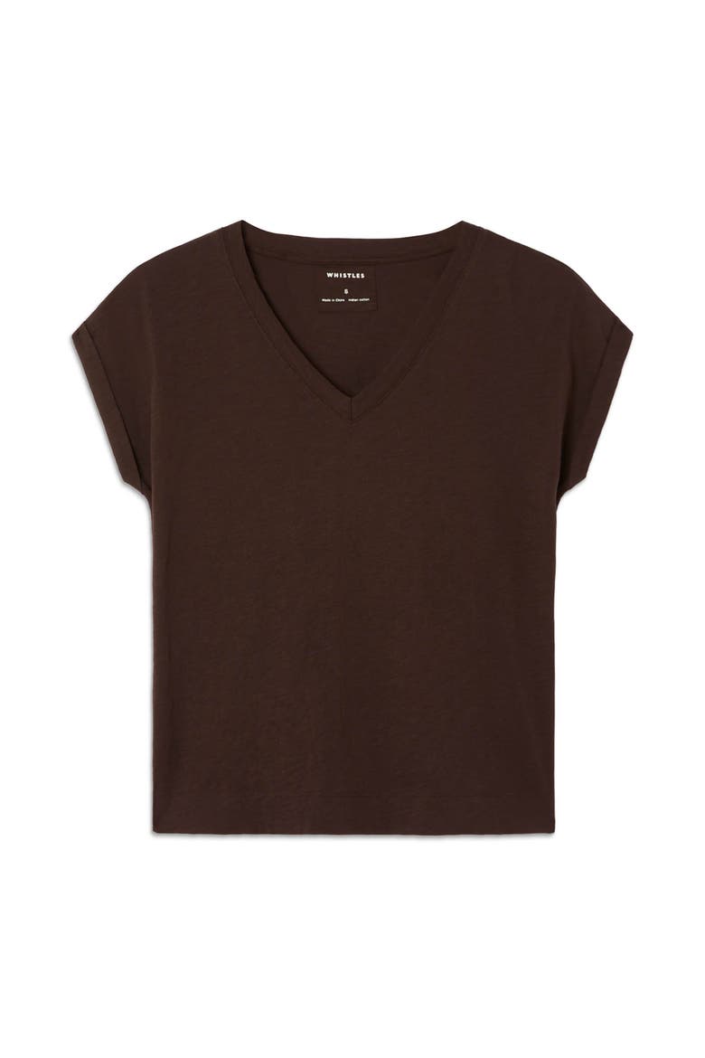 Willa V-neck Cap Sleeve Top, Alternate, color, Chocolate