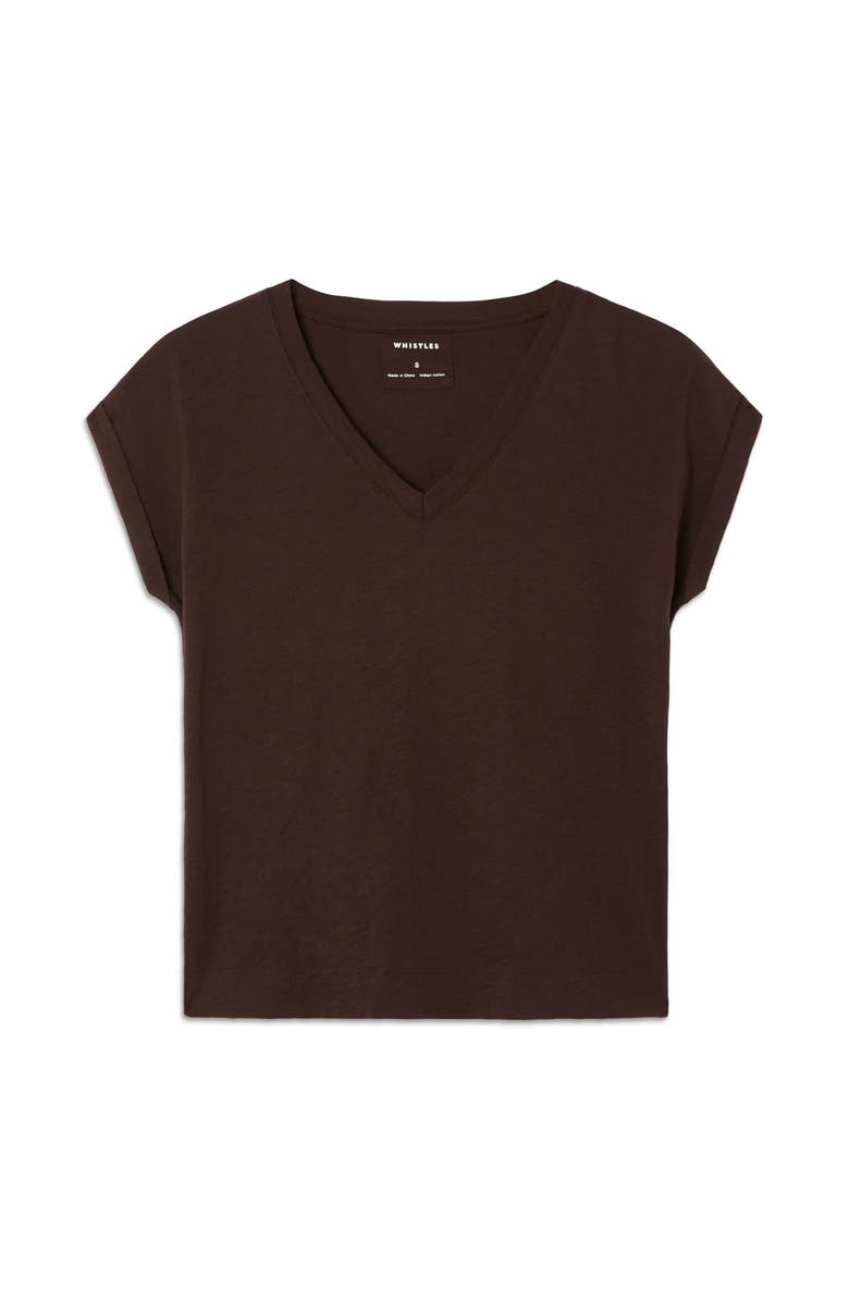 Whistles Willa V-neck Cap Sleeve Top, Alternate, color, Chocolate