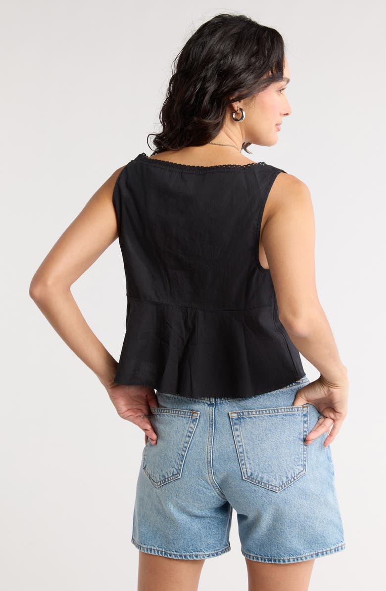 Abound Tie Front Cotton Tank Top, Alternate, color, Black