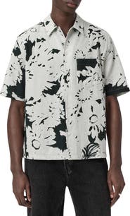 AllSaints Giron Floral Linen & Cotton Short Sleeve Button-Up Shirt