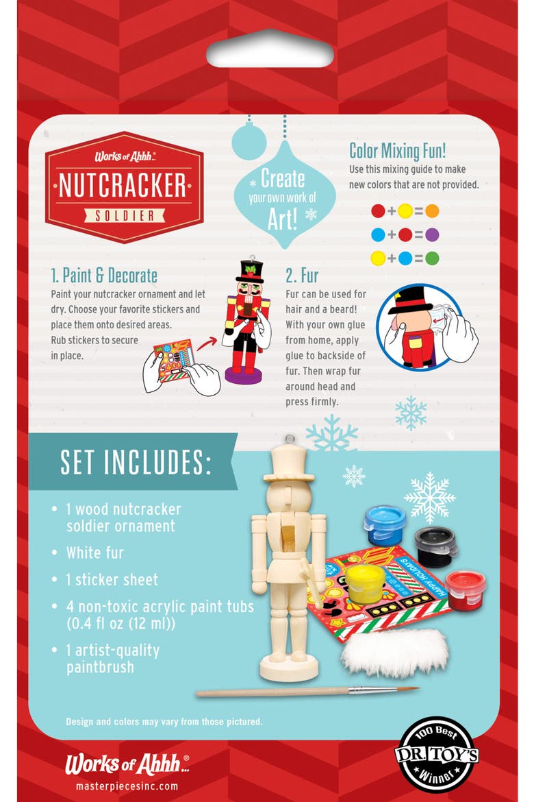 Nutcracker Soldier Ornament Paint Kit, Alternate, color, Multicolor