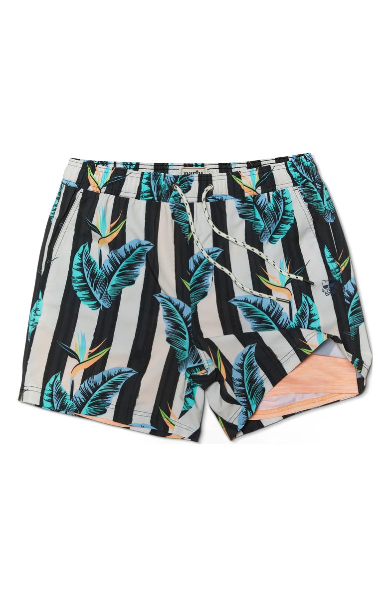 Party Pants Gulf Stripe Sport Swim Trunks, Alternate, color, Navy Blue