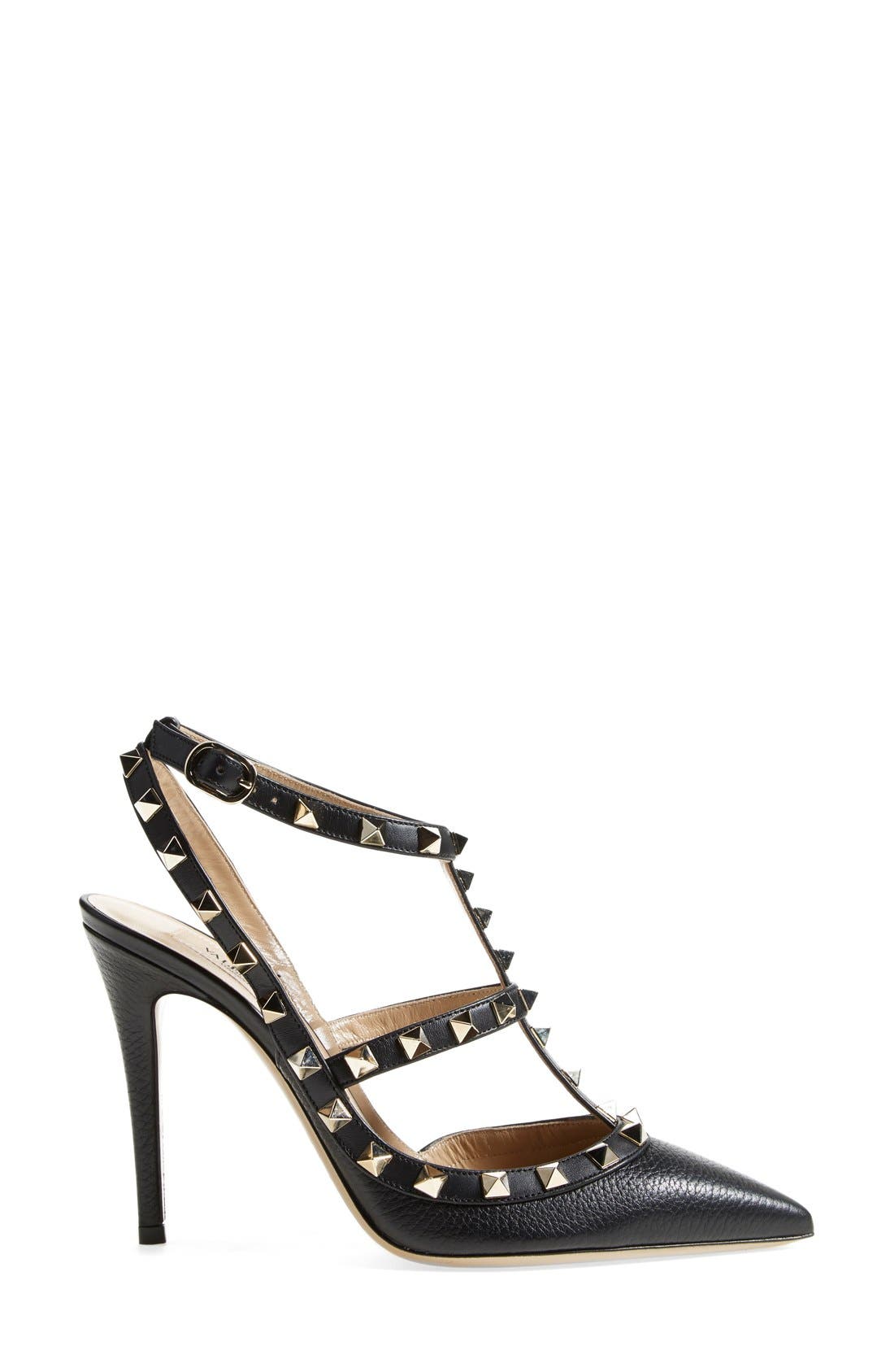 Valentino Garavani Rockstud T-Strap Pointy Toe Pump, Alternate, color, 