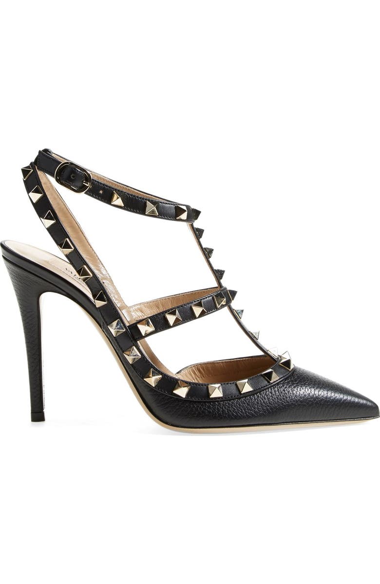 Valentino Garavani Rockstud T-Strap Pointy Toe Pump, Alternate, color,