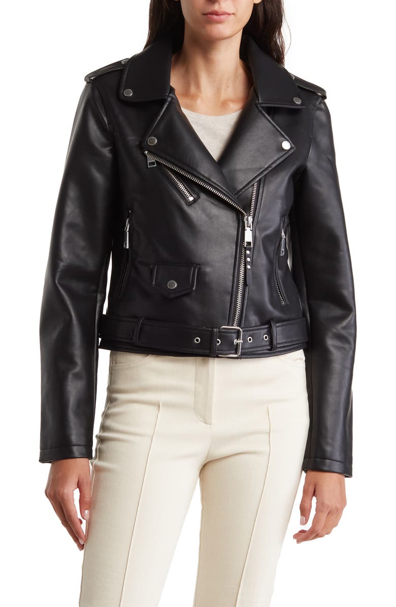 Rebecca Minkoff Faux Leather Moto Jacket, Main, color, 