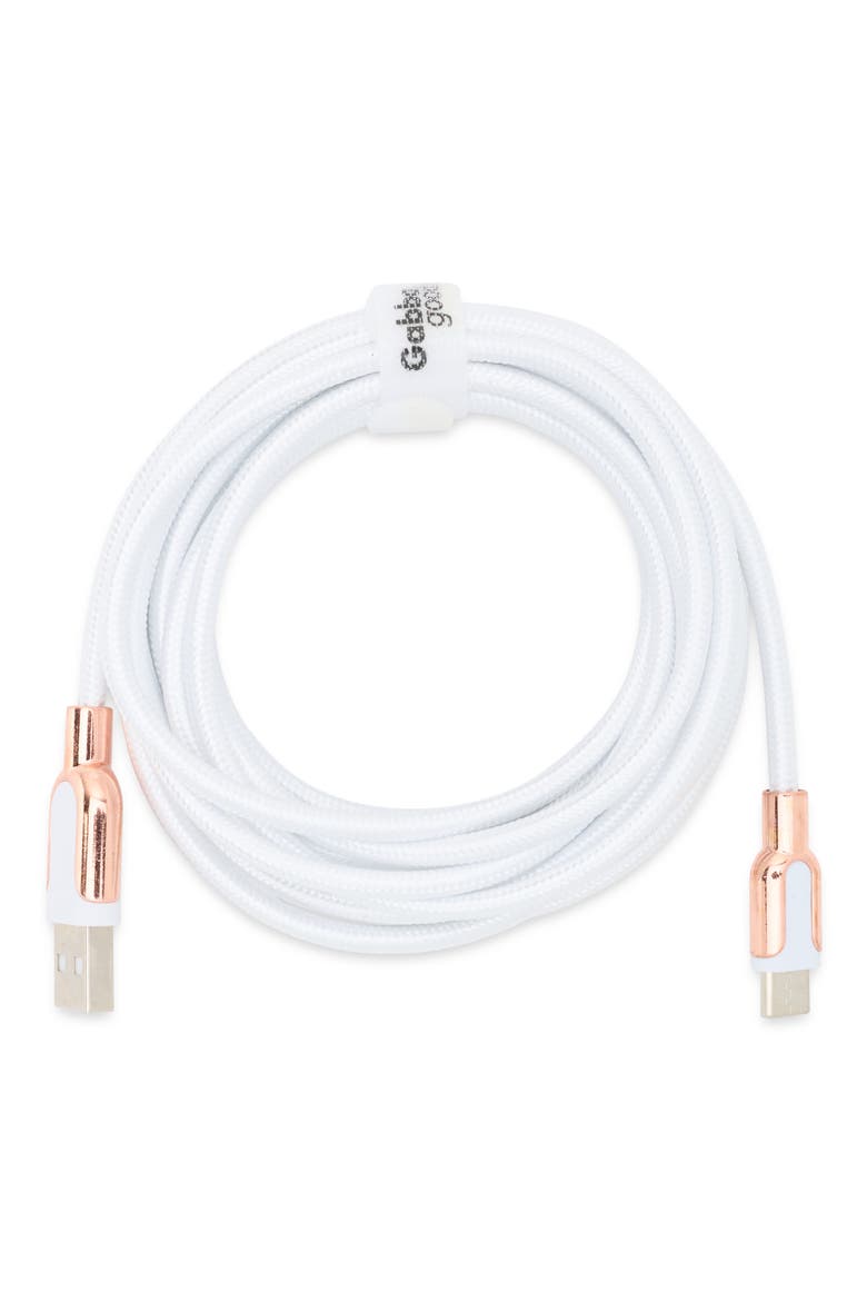 10-Foot Rapid USB Charger, Main, color, WHITE/ ROSE GOLD