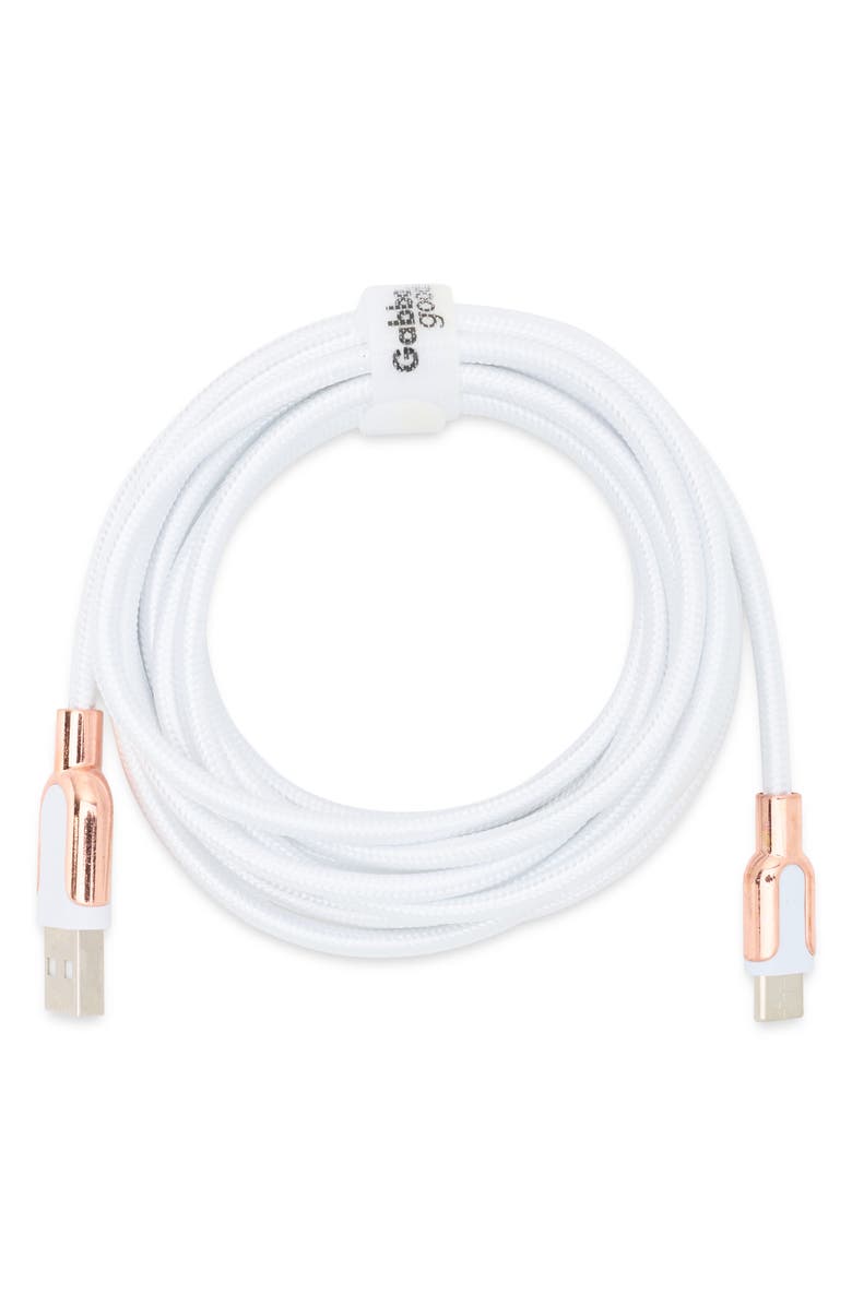 Gabba Goods 10-Foot Rapid USB Charger, Main, color, White/ Rose Gold